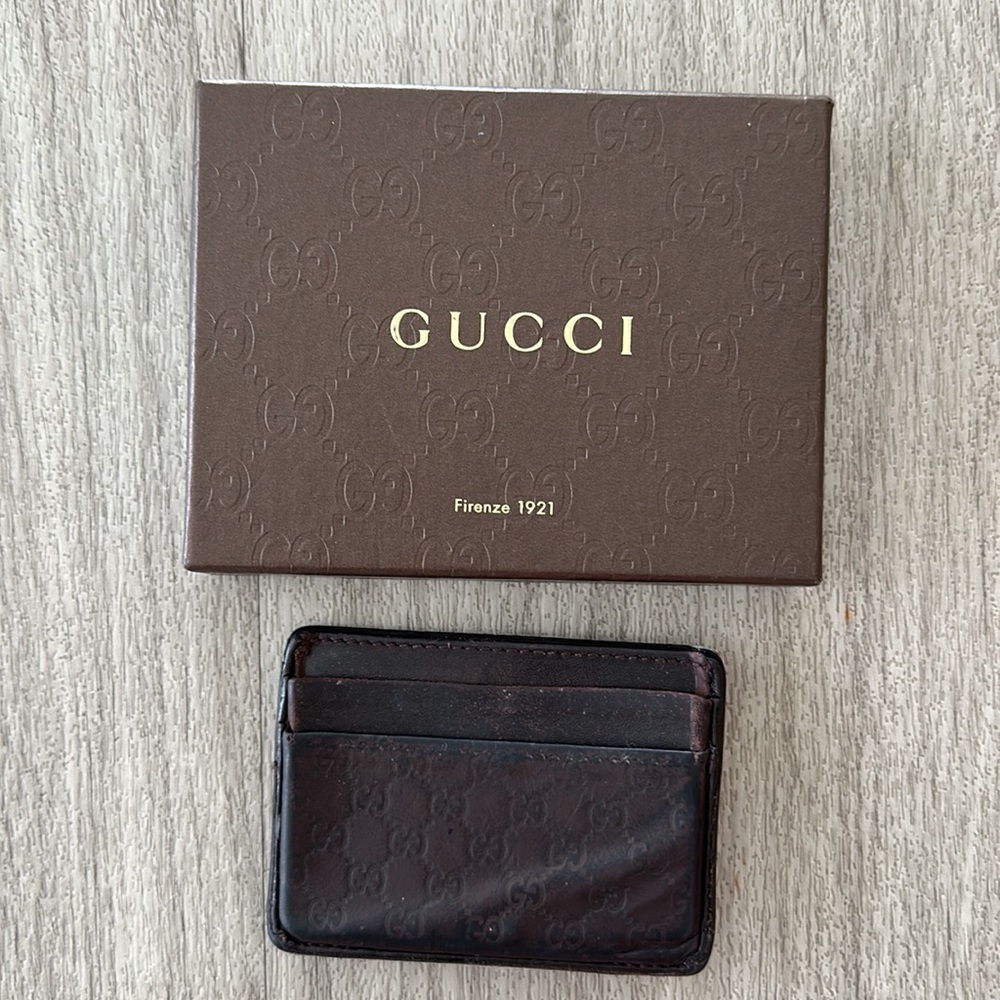 GUCCI Monogram Leather Card Holder Wallet - Picture 5 of 6